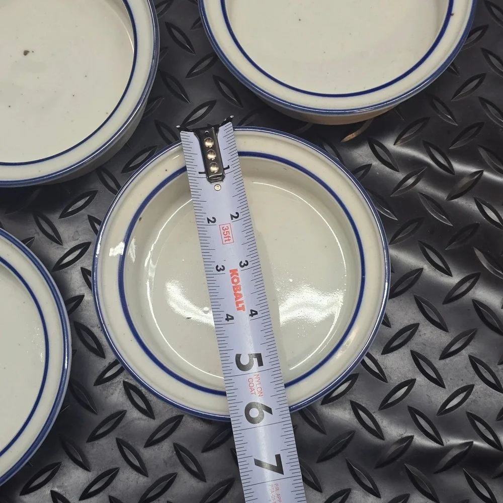 Dansk International Designs Denmark Blue Rim Cream Ramekins Set of 5 Small Bowls